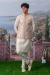 Buy_House of KOA_Pink Embroidery Zardozi Robin Bird Bundi And Kurta Set _at_Aza_Fashions