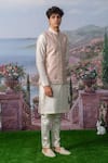 Buy_House of KOA_Pink Embroidery Zardozi Robin Bird Bundi And Kurta Set _Online_at_Aza_Fashions