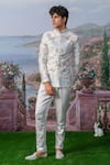 Buy_House of KOA_White Embroidery Thread Earl Zardozi Bandhgala Set _at_Aza_Fashions