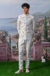 House of KOA_White Embroidery Thread Earl Zardozi Bandhgala Set _Online_at_Aza_Fashions