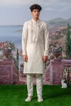 Buy_House of KOA_Off White Kurta- Chanderi Silk Embroidery Floral Willow Hand With Pant _at_Aza_Fashions