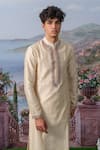 Buy_House of KOA_Ivory Kurta- Chanderi Silk Placement Embroidery Florenz Placket With Pant _Online_at_Aza_Fashions