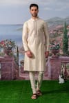 Buy_House of KOA_White Kurta- Chanderi Silk Placement Embroidery Floral Camven With Pant _at_Aza_Fashions