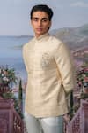 House of KOA_Ivory Placement Embroidery Zardozi Kai Bandhgala With Pant _Online_at_Aza_Fashions