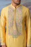 Buy_House of KOA_Yellow Kurta- Chanderi Silk Embroidery Floral Juane Jaal With Pant _Online_at_Aza_Fashions