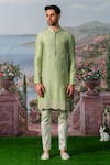 Buy_House of KOA_Green Kurta- Chanderi Silk Embroidery Floral Jade With Pant _at_Aza_Fashions