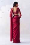 Shop_Awigna_Red Metallic Georgette Embroidery Ava Embellished Pre-draped Saree With Blouse _at_Aza_Fashions