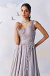 Buy_Awigna_Grey Metallic Georgette Embroidery Pearl Olivia Bloom Garden Plisse Drape Gown _Online_at_Aza_Fashions