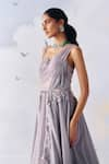 Shop_Awigna_Grey Metallic Georgette Embroidery Pearl Olivia Bloom Garden Plisse Drape Gown _Online_at_Aza_Fashions