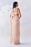 Shop_Awigna_Pink Metallic Georgette Stella Tassel Border Pre-draped Saree With Blouse _at_Aza_Fashions