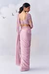 Shop_Awigna_Purple Metallic Victoria Loop Border Plisse Pre-draped Ruffle Saree With Blouse _at_Aza_Fashions