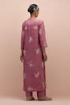 Shop_Kora_Pink Silk Embroidery, Sequins, Beads Printed Applique Work Kurta And Pant Set _at_Aza_Fashions