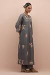 Buy Kora Grey Silk Sequins, Beads, Embroidery Floral Print Applique Work Kurta And Pant Set Online at Aza Fashions Buy_Kora_Grey Silk Sequins, Beads, Embroidery Floral Print Applique Work Kurta And Pant Set _Online_at_Aza_Fashions