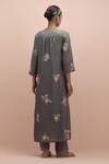 Shop Kora Grey Silk Sequins, Beads, Embroidery Floral Print Applique Work Kurta And Pant Set at Aza Fashions Shop_Kora_Grey Silk Sequins, Beads, Embroidery Floral Print Applique Work Kurta And Pant Set _at_Aza_Fashions