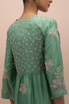 Buy_KORA_Green Anarkali And Pant Silk Embellished Bead V-neck Floral Set _Online_at_Aza_Fashions