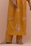 Buy_KORA_Yellow Anarkali And Pant Silk Embellished Bead V-neck Set _Online_at_Aza_Fashions