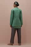 Shop_KORA_Green Silk Embellished Bead  Collar Quilted Jacket Pant Set _at_Aza_Fashions