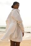 Shop_Shop Nirvanaa_White 100% Cotton Embroidery Thread Collar Aster Shirt _at_Aza_Fashions