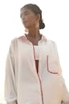 Shop Nirvanaa_White Cotton Embroidery Collared Aster Thread Shirt _Online_at_Aza_Fashions