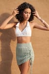 Shop Nirvanaa_Green 100% Cotton Plain Knitted Chica Skirt _Online_at_Aza_Fashions