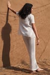 Shop Nirvanaa_White 100% Cotton Plain Knitted Collar Isabella Shirt With Pant _at_Aza_Fashions