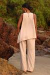 Shop_Shop Nirvanaa_Beige 100% Linen Plain Eri Flared Pant _at_Aza_Fashions