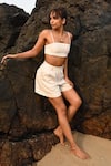 Buy_Shop Nirvanaa_Beige 100% Linen Willow Shorts _at_Aza_Fashions