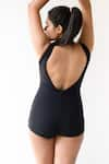 Shop_Shop Nirvanaa_Black Recycled Italian Fabric Solid Round Laguna Monokini _at_Aza_Fashions