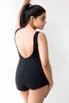 Shop Nirvanaa_Black Recycled Italian Fabric Solid Round Laguna Monokini _Online_at_Aza_Fashions