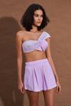 Buy_Shop Nirvanaa_Purple Recycled Italian Fabric Solid Mayan Bralette With Pleated Skirt _Online_at_Aza_Fashions