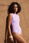 Buy_Shop Nirvanaa_Purple Recycled Italian Fabric High Mirage Back Cut-out Monokini _Online_at_Aza_Fashions