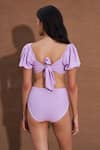 Shop_Shop Nirvanaa_Purple Recycled Italian Fabric Solid Square Crop Top And Bottom Set _at_Aza_Fashions