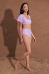 Shop Nirvanaa_Purple Recycled Italian Fabric Solid Square Crop Top And Bottom Set _Online_at_Aza_Fashions