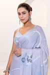 Shruti Sancheti_Grey Chiffon Embroidered Sequin V Saree With Blouse _at_Aza_Fashions