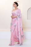 Shruti Sancheti_Pink Chiffon Embroidered Sequin Round Floral Saree With Blouse _Online_at_Aza_Fashions