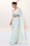 Buy_Shruti Sancheti_Green Habotai Embroidered Mirror Sweetheart Hem Saree With Blouse _Online_at_Aza_Fashions