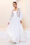 Shruti Sancheti_White Habotai Embroidered Floral Jacket Open Motif With Maxi Dress _Online_at_Aza_Fashions