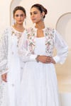 Shruti Sancheti_White Habotai Embroidered Floral Jacket Open Motif With Maxi Dress _at_Aza_Fashions