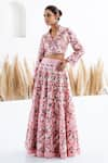 Buy_Shruti Sancheti_Pink Hatobai Silk Embroidered Thread Shawl Flora And Fauna Skirt With Crop Top _Online_at_Aza_Fashions