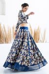 Shruti Sancheti_Blue Hatobai Silk Embroidered Thread Shawl Flora And Fauna Skirt With Crop Top _Online_at_Aza_Fashions