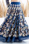 Buy_Shruti Sancheti_Blue Hatobai Silk Embroidered Thread Shawl Flora And Fauna Skirt With Crop Top _Online_at_Aza_Fashions