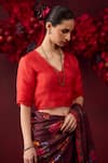 Buy_Surmaye_Red Organza  Lining Mulberry Celestial Blouse _at_Aza_Fashions