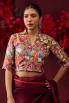 Buy_Surmaye_Multi Color Handwoven Mulberry Silk Print Florence Camp Enigma Shirt Blouse _at_Aza_Fashions