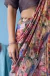 Shop_Surmaye_Grey Handwoven Organza Mulberry Silk Printed Floral Whimsical Garden Saree _Online_at_Aza_Fashions