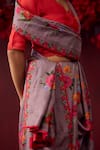 Shop_Surmaye_Grey Handwoven Organza Mulberry Silk Printed Floral Eternal Love Flower Saree _Online_at_Aza_Fashions