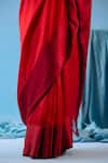 Shop_Surmaye_Red Handwoven Silk Mesh Bold Allure Satin Border Saree _Online_at_Aza_Fashions