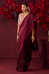 Buy_Surmaye_Maroon Handwoven Silk Mesh Bold Allure Saree _at_Aza_Fashions