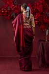 Shop_Surmaye_Maroon Handwoven Silk Mesh Bold Allure Saree _at_Aza_Fashions