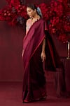 Buy_Surmaye_Maroon Handwoven Silk Mesh Bold Allure Saree _Online_at_Aza_Fashions