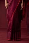 Surmaye_Maroon Handwoven Silk Mesh Bold Allure Saree _at_Aza_Fashions